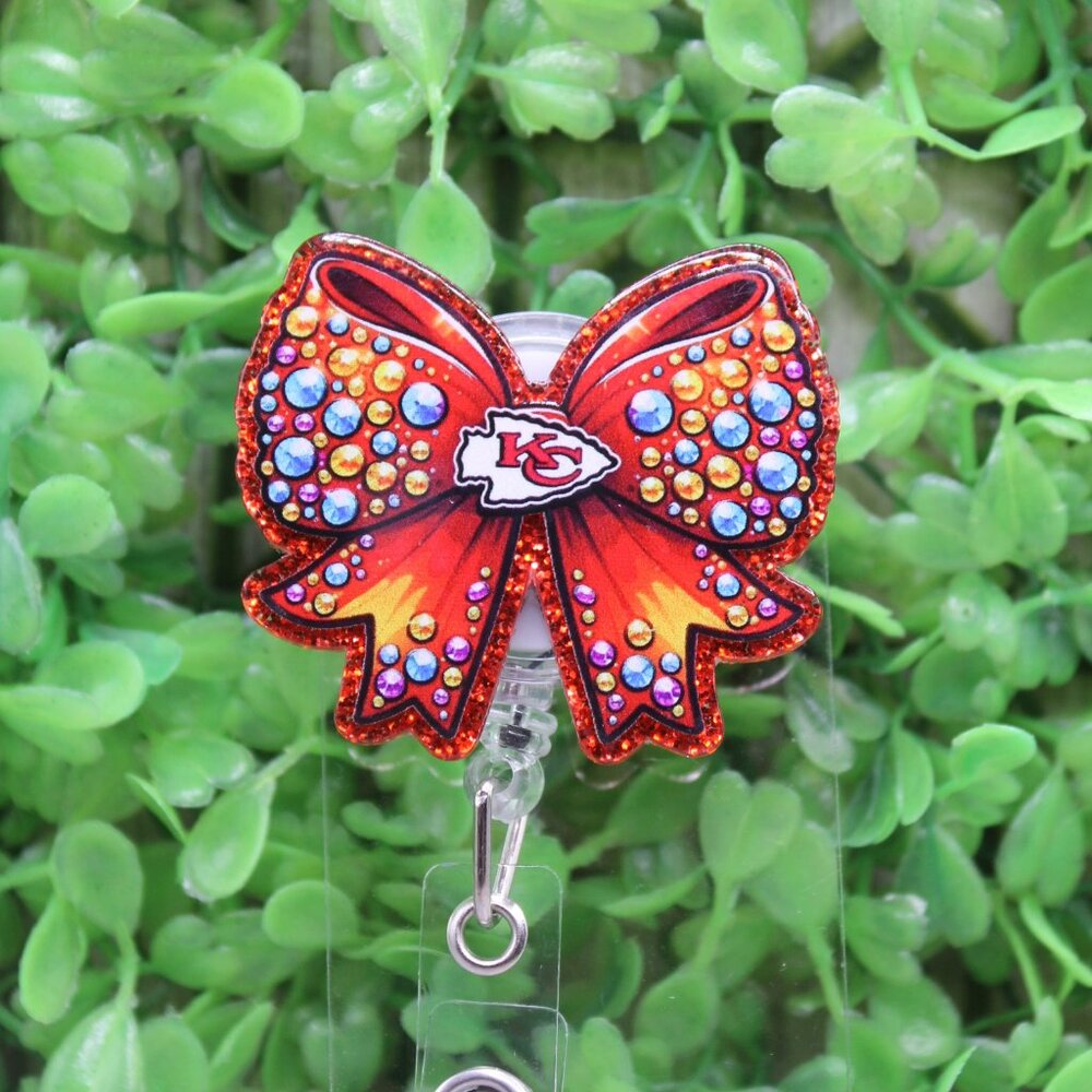KC Chiefs Football Bow Badge/ID Holder Reel